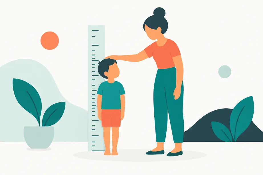 Ilustrace měření výšky dítěte pro výpočet BMI